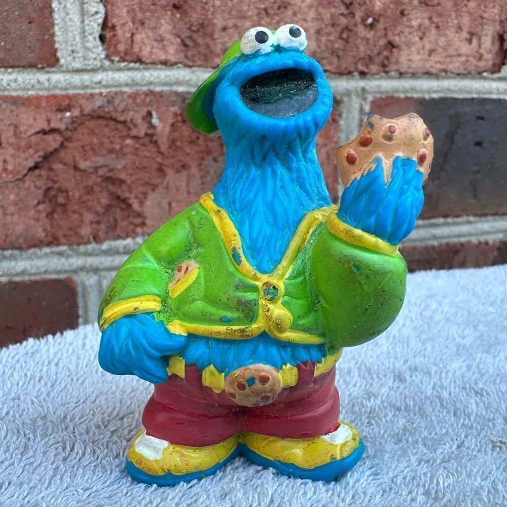 VTG SESAME STREET COOKIE MONSTER FIGURE HAT JACKET HENSON
